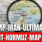 Map showing Strait of Hormuz where Trump issued ultimatum to Iran over shipping threats