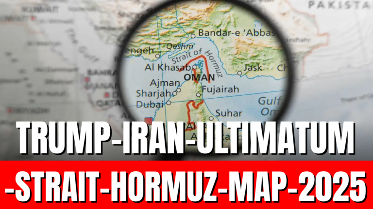 Map showing Strait of Hormuz where Trump issued ultimatum to Iran over shipping threats